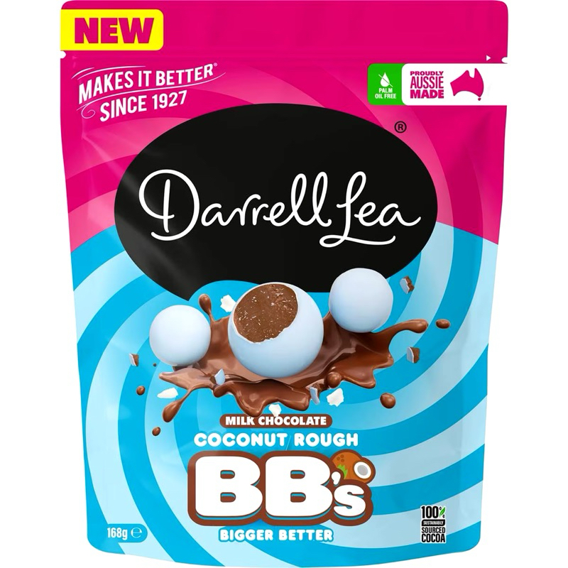 

Darrell Lea Milk Chocolate Coconut Rough Bb's 168g - Australia