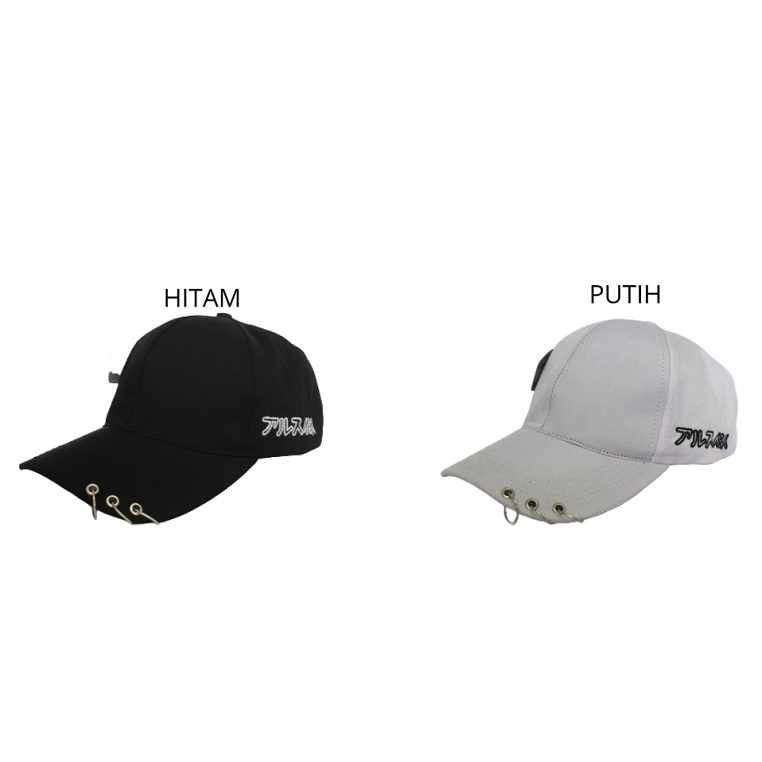 Topi Baseball Hat Polocaps Jepang Ring Besi Pria Wanita Dewasa Model Bordir Hitam Putih