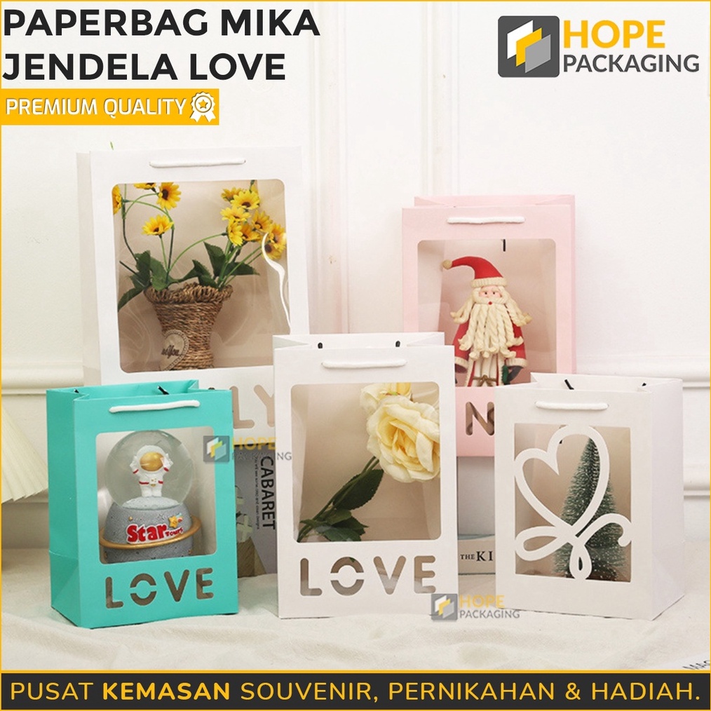 

PRODUK TERBARU Paper Bag Mika Bentuk LoveTulisan Love Size 25x18x 13 cm Tas Transparan Kado Bunga Souvenir Ulang Tahun Tas Kado Paper Bag Jendela