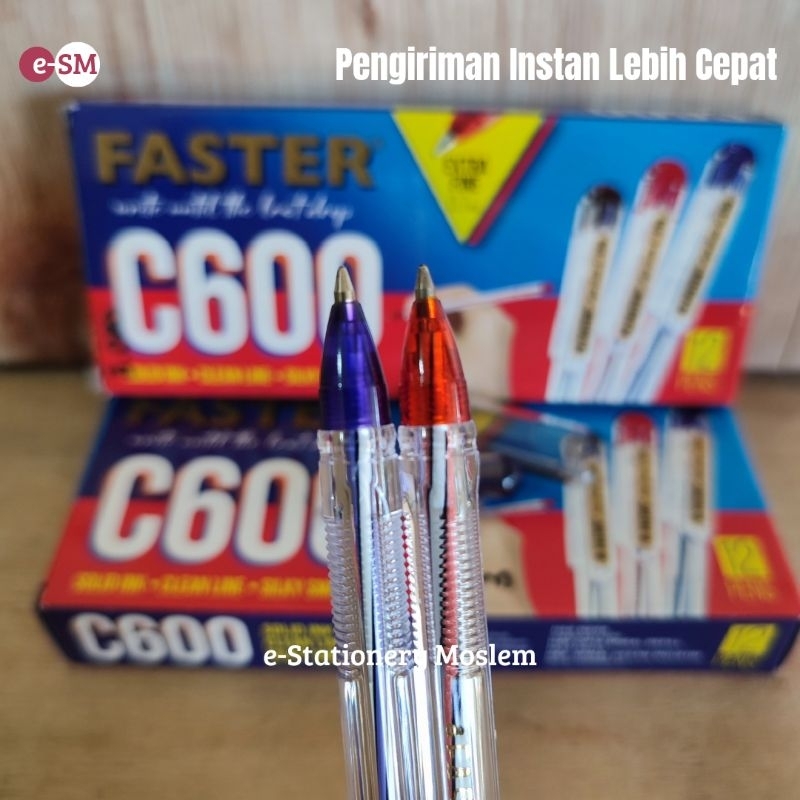 

Pulpen Faster C600 0.7 mm isi 12 Pcs Hitam Pulpen Ballpoin Bolpen Pen Pena Bolpoin