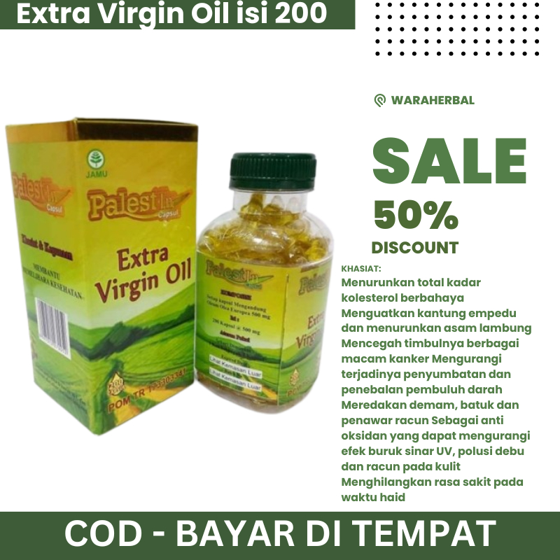 KAPSUL HERBAL ZAITUN PALESTIN 200 KAPSUL EXTRA VIRGIN OIL MINYAK ZAITUN OBAT KANKER MINYAK URUT ASLI