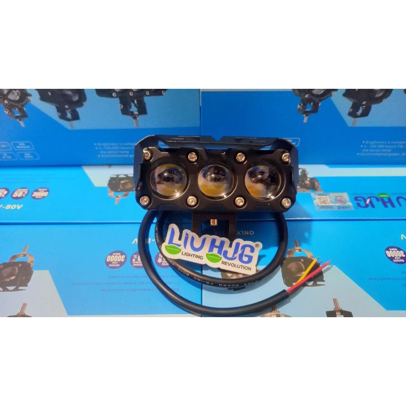 LAMPU TEMBAK SQL 3MATA 2MATA 60 watt SUPER BRIGHT MERK HJG ORI FOGLAMP HI LOW KUNING PUTIH