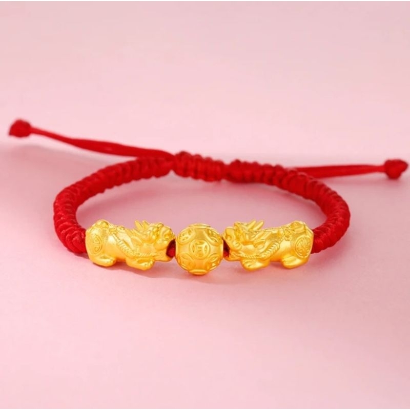 gelang 3 charm naga / jilin bola yuanbou hongkong tali ulir charm mini baby naga jilin yuanbau varia