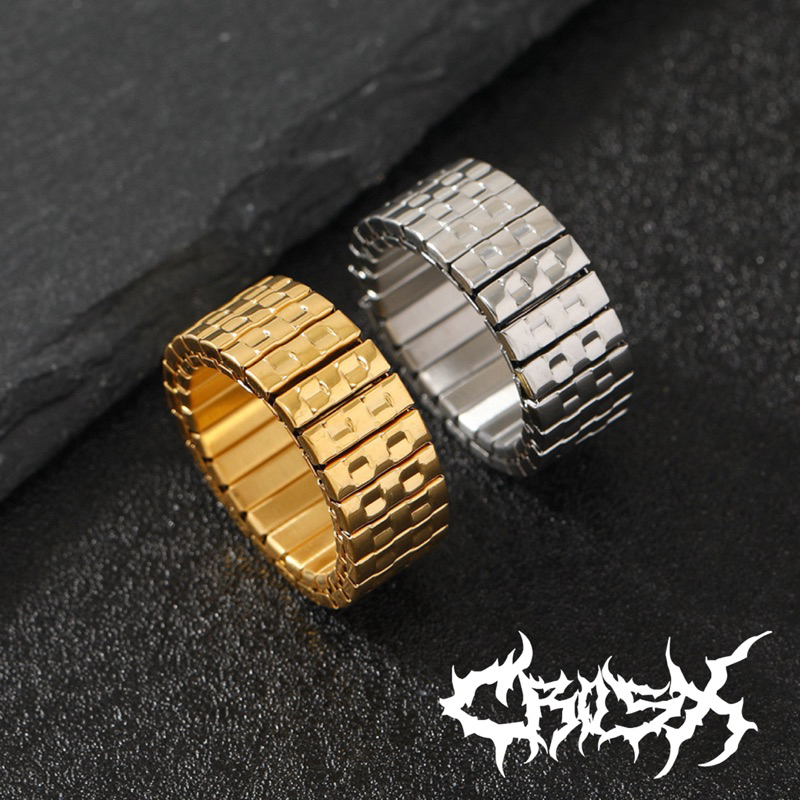 JUA RING / CINCIN RANTAI JAM TANGAN / CINCIN HITAM SILVER GOLD EMAS / CROSS RING CINCIN SALIB RING S