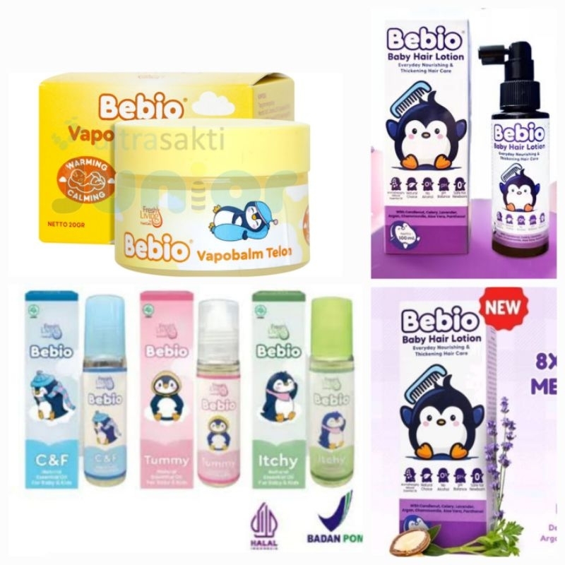 Bebio Baby Freshcare Essential Oil Vapobalm Telon Balm Balsam Hair Lotion Body Wash Head to toe Anak