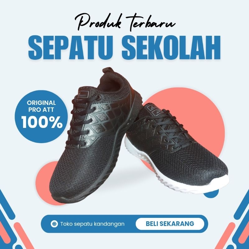 SEPATU SEKOLAH PRO ATT APB 401 SEPATU HITAM POLOS HITAM PUTIH SEKOLAH ANAK-ANAK LAKI-LAKI PEREMPUAN 