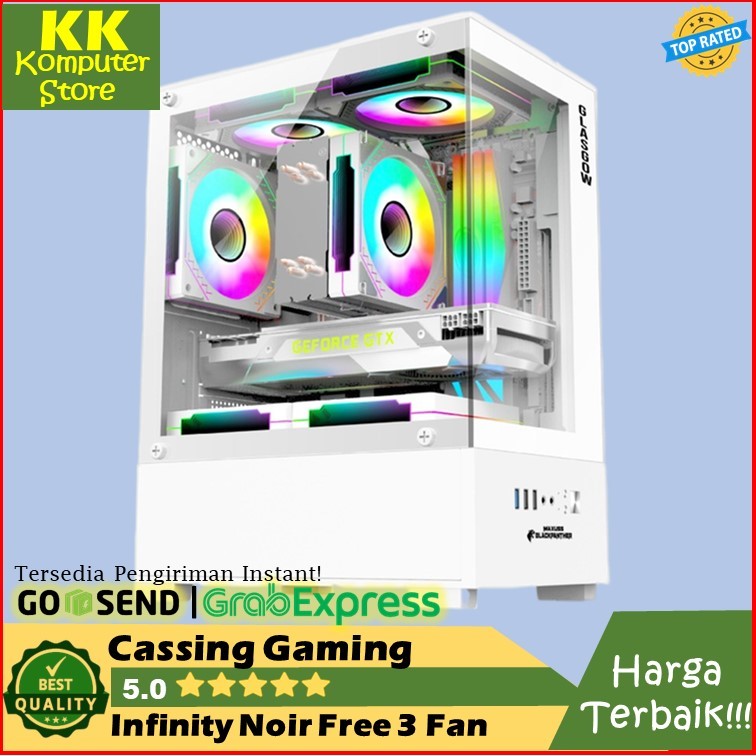casing infinity noir free 3 fan rgb [ case infinity noir m-atx/ casing gaming infinity noir + 3 fan]