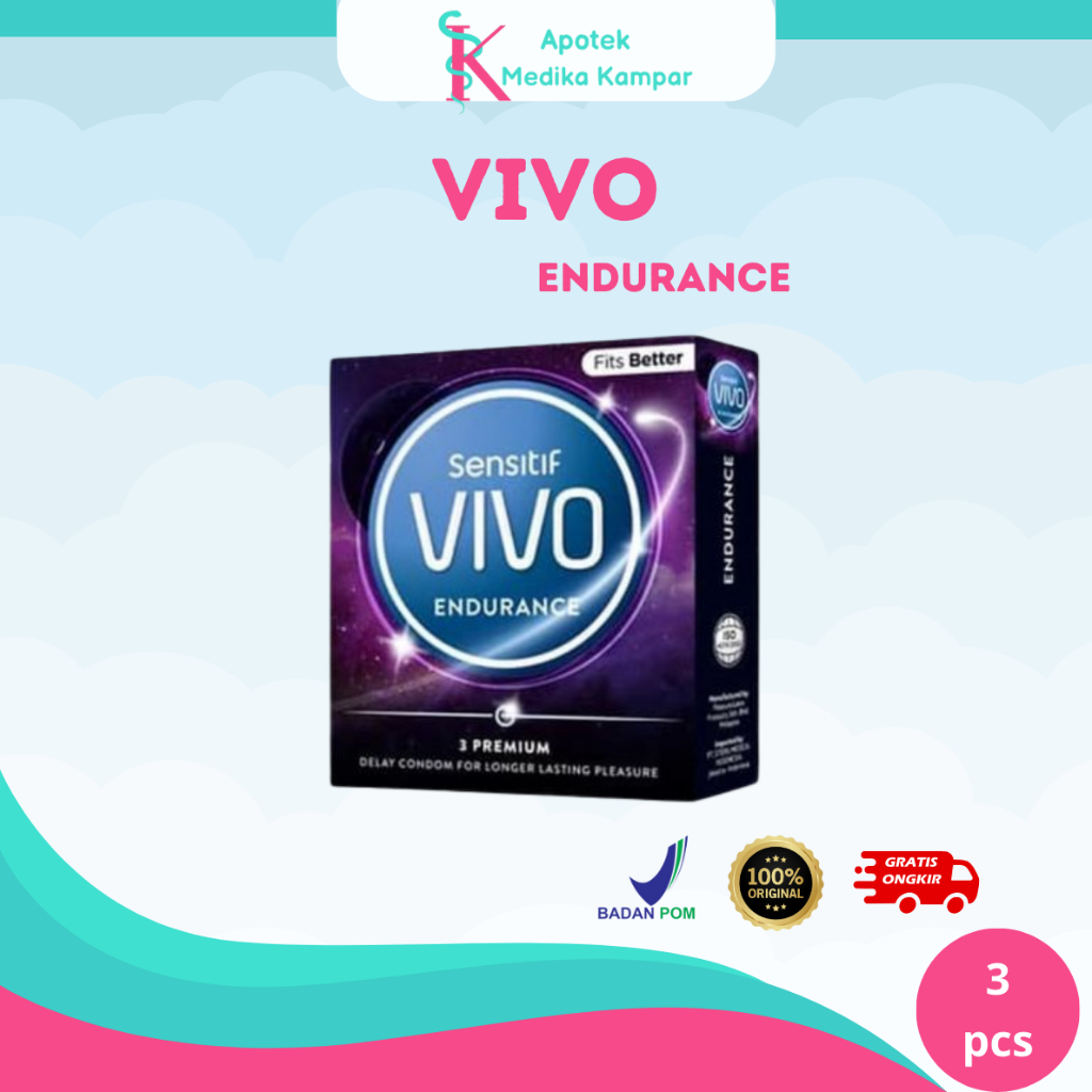 VIVO Sensitif Endurance isi 3/ Kondom Alat Kontrasepsi/ Pengaman Seksual