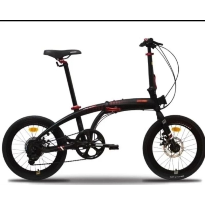 sepeda lipat 20 inch maximo bx8 3.0 hitam merah