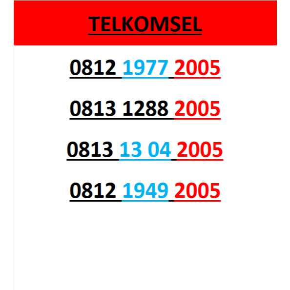 nomor cantik simpati seri tahun 2005 rapi lengkap w500