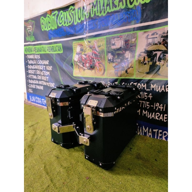 Side box pannier 22L ALUMINIUM & galvanis, pannier bubut custom, box pannier, box motor, Box stainle