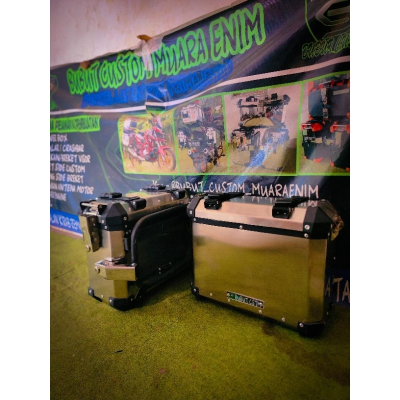 Side box pannier 24L stainless mirror dan hairline , box pannier, box motor, Box stainless, box quic