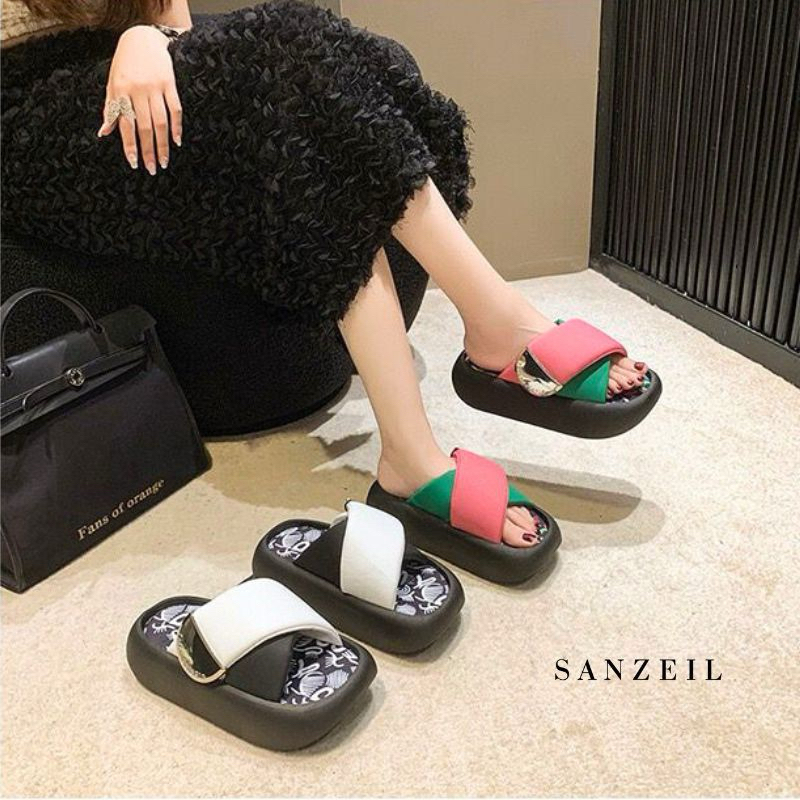 SG5665 syafniegalery Sanzeil Grafity sandal import wanita sol tebal
