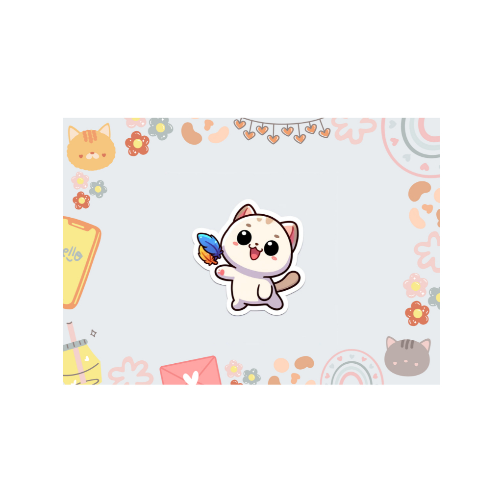 

[Anti Air] Stiker kucing lucu - Sticker Kucing senyum - sticker kucing bermain - sticker kucing imut - sticker kucing kecil