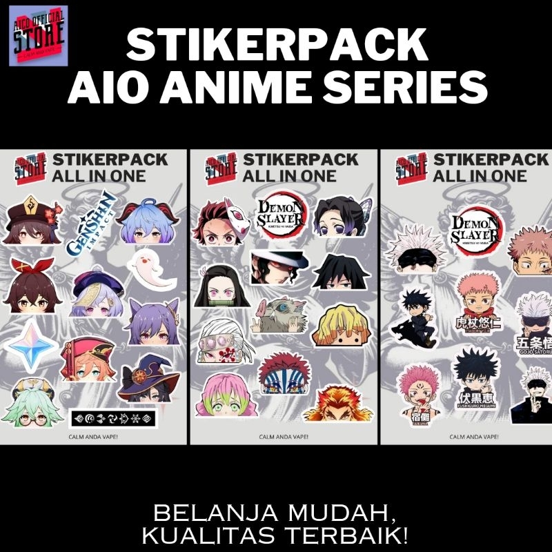 

AICOSTORE - STIKERPACK AIO Anime Series Full Laminasi Anti Air - Stiker Onepiece Jujutsu Demonslayer Series