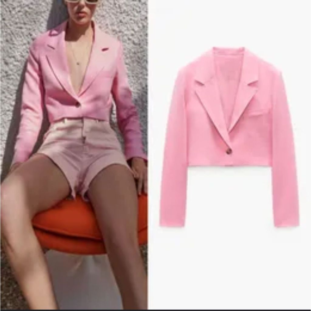 ZARA BLAZER CROP TOP PINK