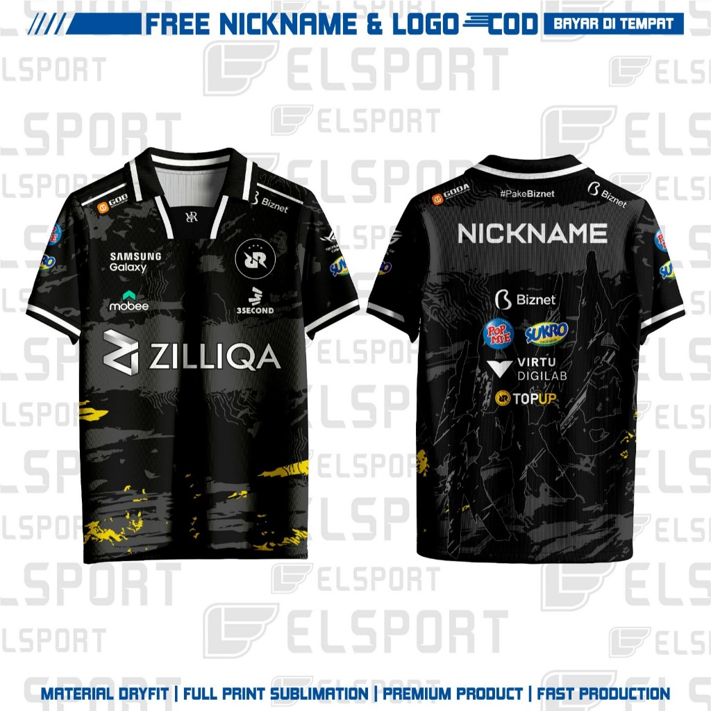 jersey baju e-sport mpl season 14 RRQ HITAM home terbaru gratis pasang nama