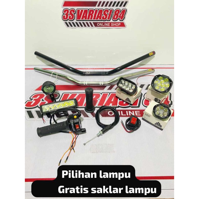 paketan stang Rzr+gas spontan daytona 2tombol besi import+lampu sorot=✓Gratis saklar lampu...