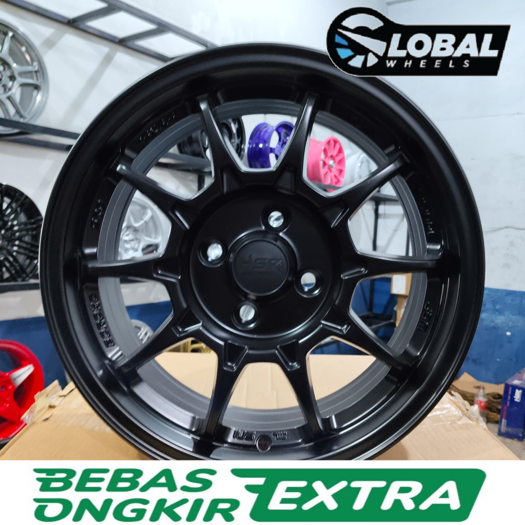 HSR velg mobil ring 15 lebar 65 et 42 lubang 4 matte black velg ce28 brio agya ayla etios sigra dll