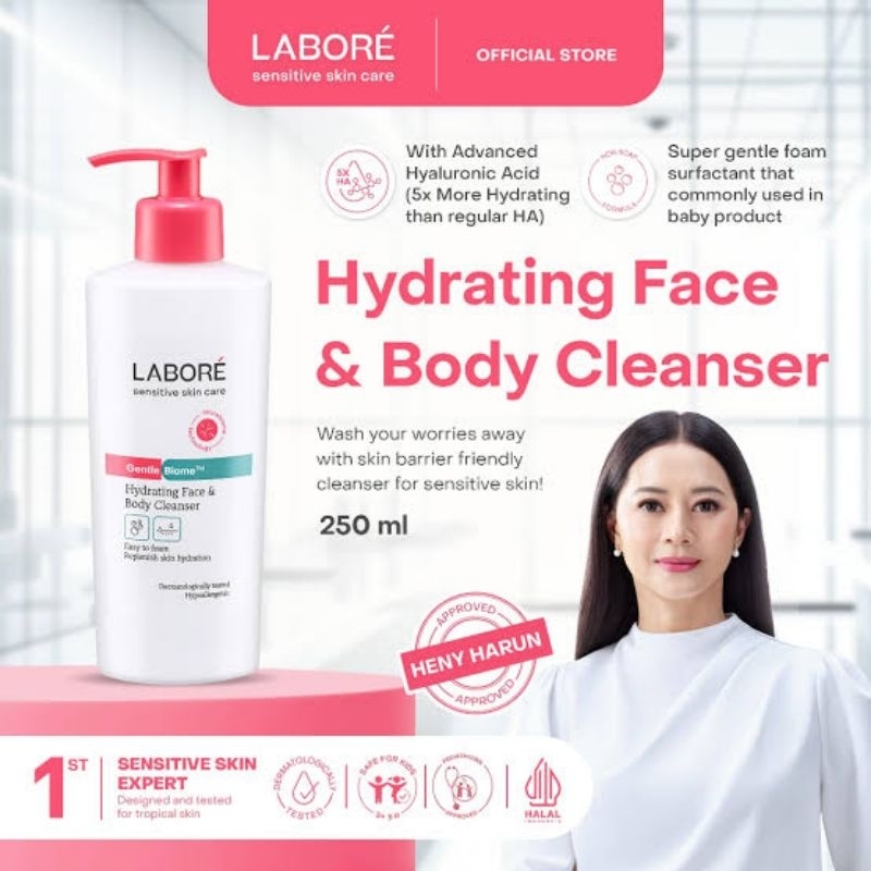 NEW LABORE GENTLEBIOME HYDRATING FACE & BODY CLEANSER 250ML | SABUN MUKA DAN BADAN SENSITIF
