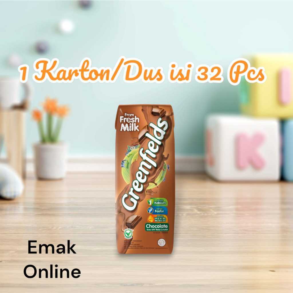 

Susu UHT Greenfields Chocolate/Coklat 250 ml isi 32 Pcs