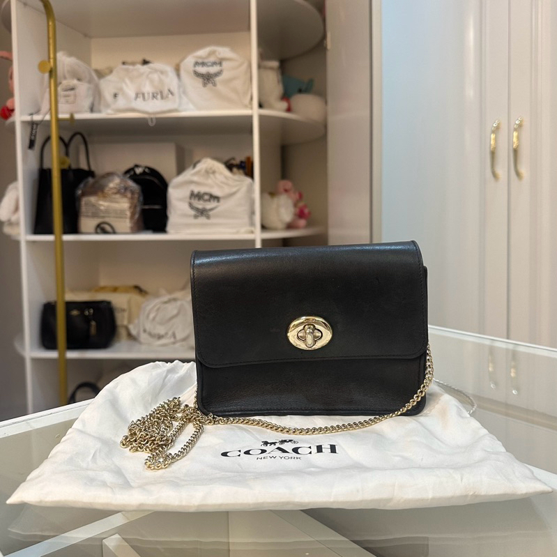 Coach Authentic Bowery Black Leather Crossbody Bag Tas Selempang Branded Preloved