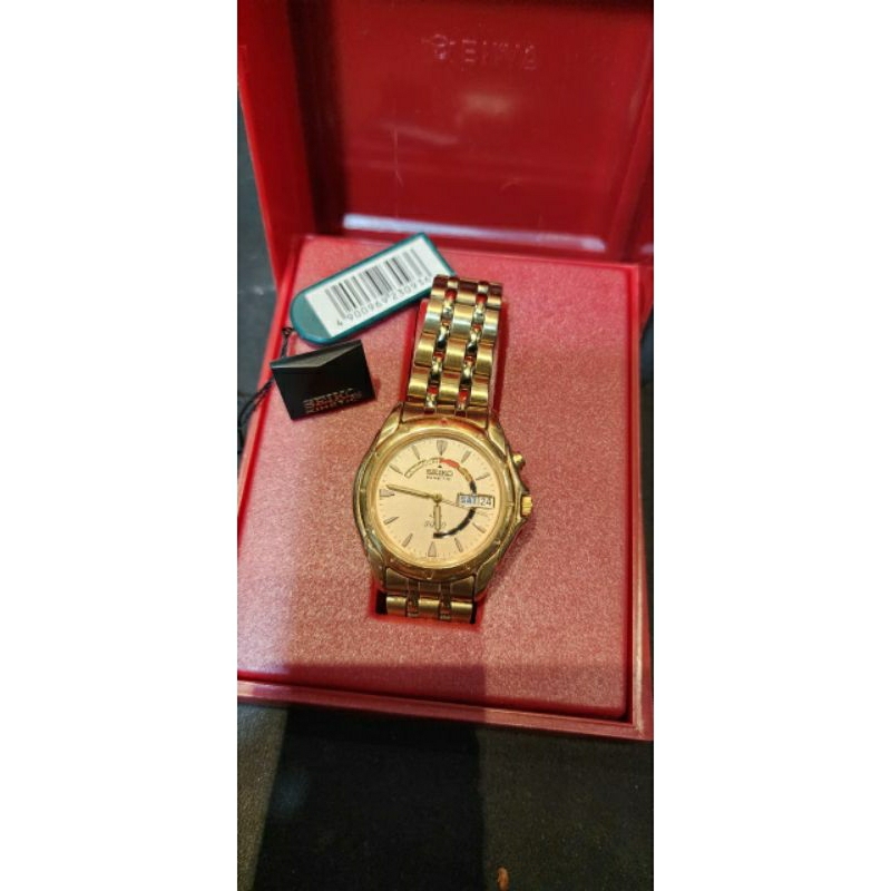 Jam tangan watch SEIKO ORIGINAL KINETIC SQ50 FULLSET bekas Gold