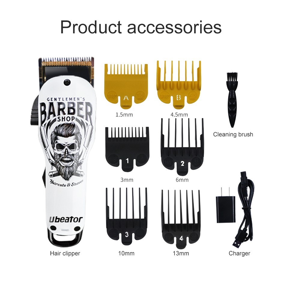 Ubeator Alat Cukur Rambut Razor Pemangkas Rambut Profesional - Black/White