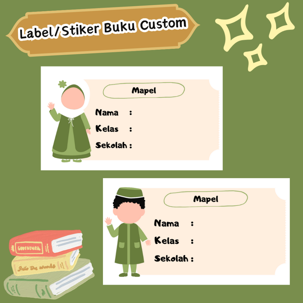 

STIKER NAMA / LABEL NAMA CUSTOM BUKU TULIS / BUKU PELAJARAN (ISI 40PCS)
