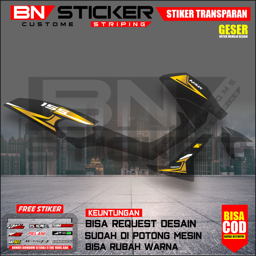 STRIPING TRANSPARANT NMAX OLD FACELIFT CUSTOM TRANSPARANT NMAX OLD STRIPING UV PREMIUM MAX DECAL