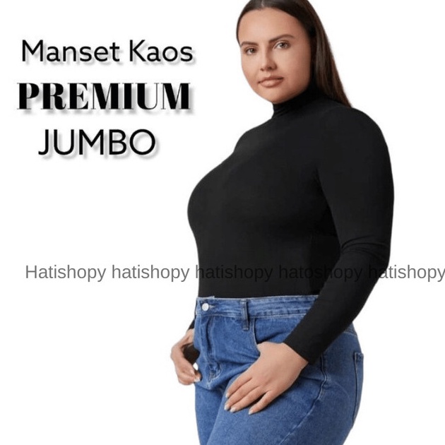 JUMBO XXL Manset Baju Lengan Panjang Wanita Kaos Rayon Daleman Adem  Coklat tua