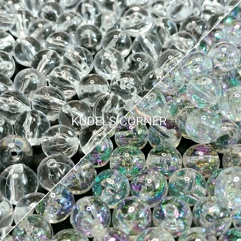 10gr manik mote acr bulat bening/ manik kaca ab/ non ab 4mm-10mm