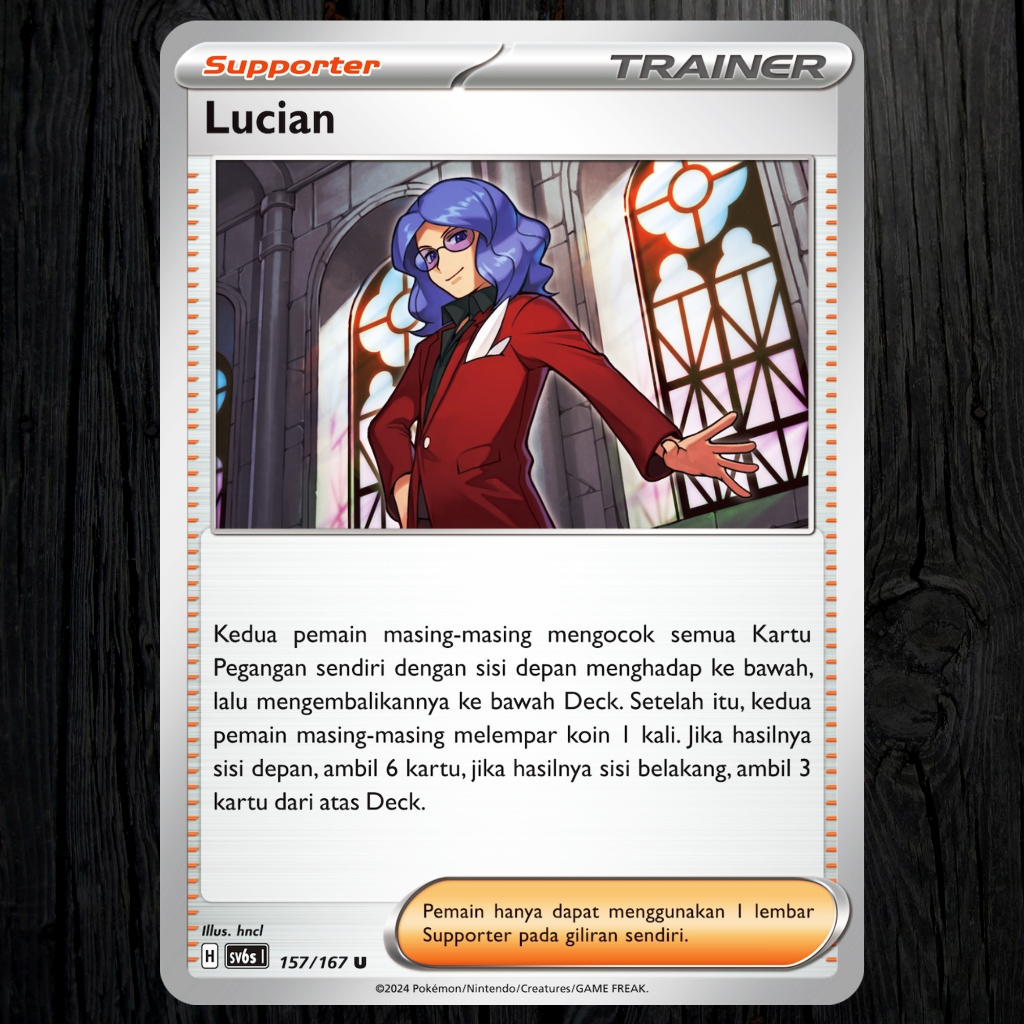 Lucian regH sv6s Topeng Transfigurasi - Kartu Pokemon SUPPORTER ( TRAINER ) TCG Indonesia ( Sleeve )