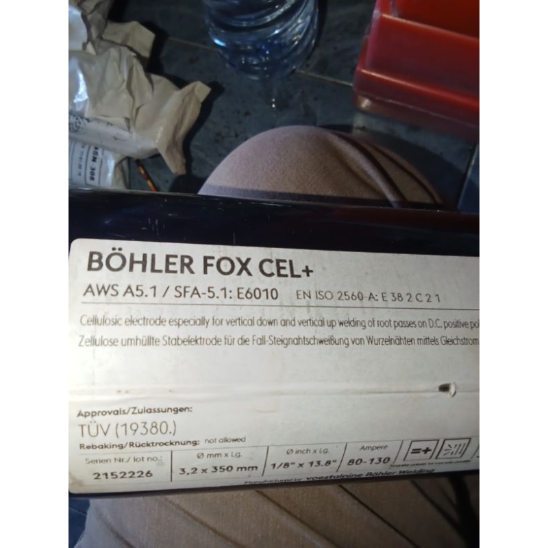 KAWAT LAS BOHLER FOX CEL AWS E6010 Size, 3,2MM