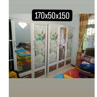 lemari baju / almari baju / almari anti rayap / lemari alumunium / kaca riben / kaca cermin / kaca b