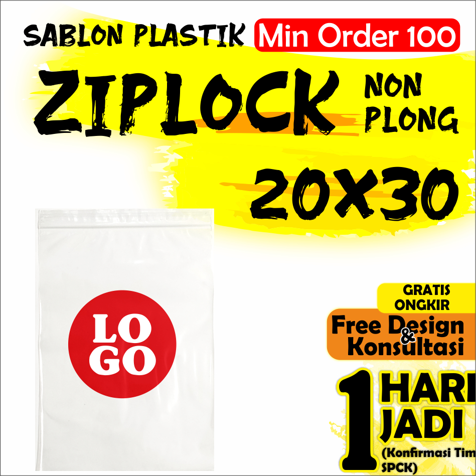 

SABLON PLASTIK ZIPPER ZIPLOCK KLIP 20X30 min order 100 pcs PACKING OLSHOP FREE DESIGN ukuran 20 30