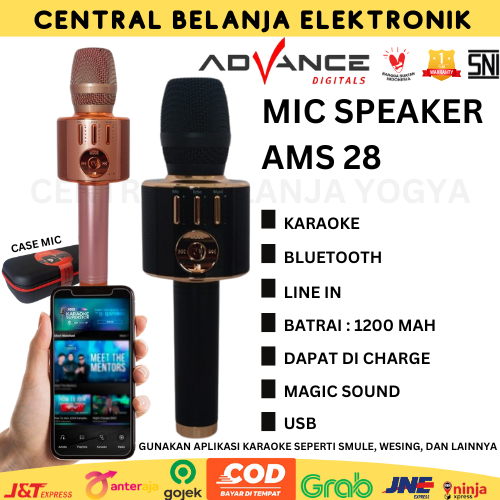 MIC SPEAKER WIRELESS BLUETOOTH MICROPHONE + SPEAKER KARAOKE AMS28 | ADVANCE