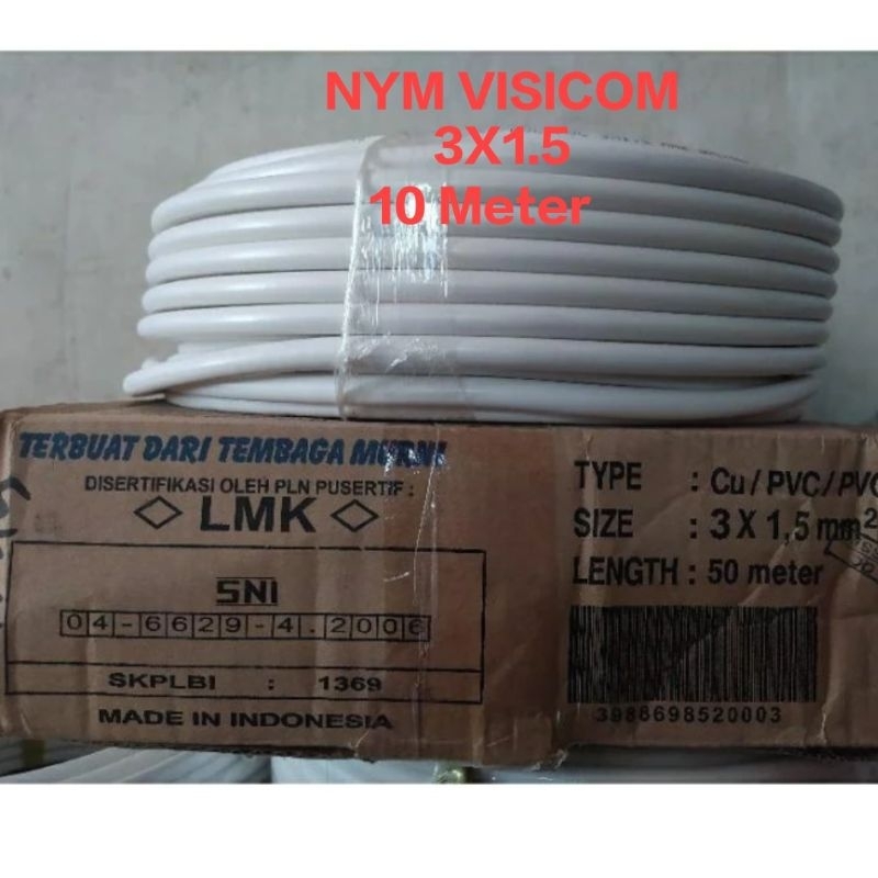 KABEL LISTRIK NYM VISICOM 3X1.5 (10M) KABEL VISICOM TEMBAGA ASLI SNI