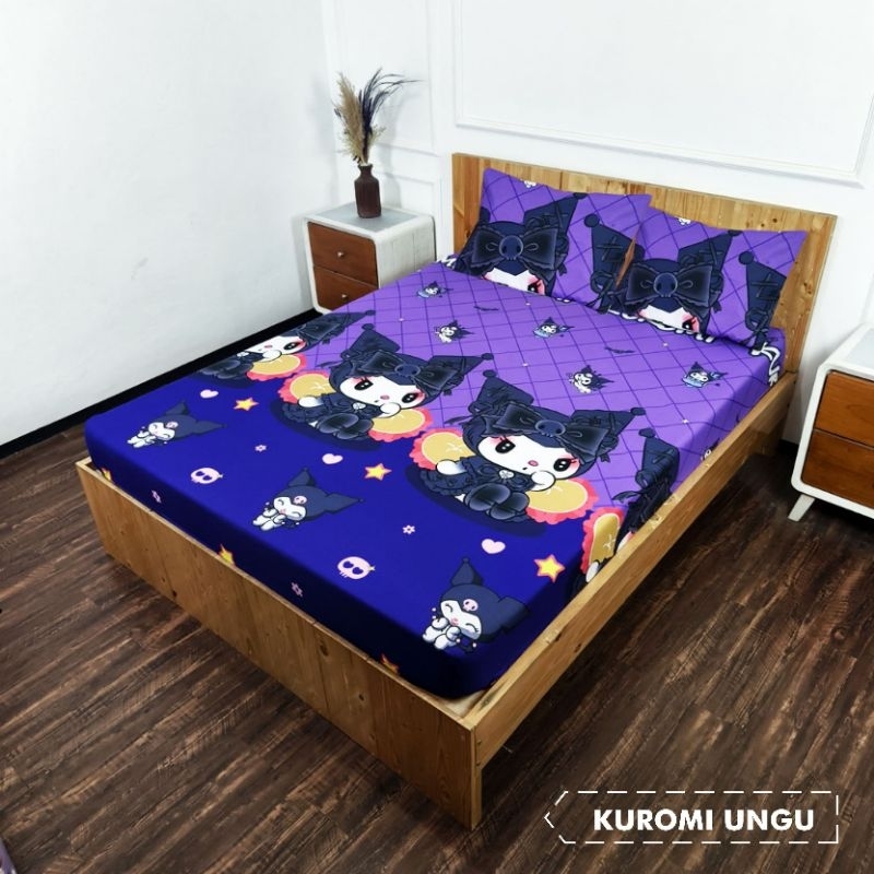 Sprei home made motif kuromi ungu