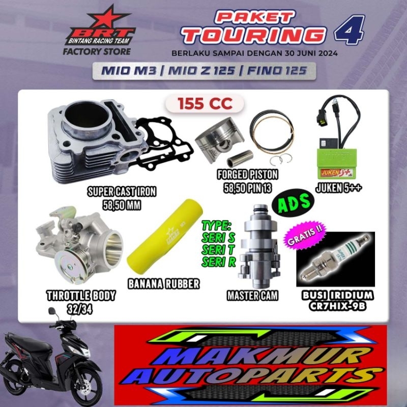BRT Paket Touring 4 - Bore Up MIO M3/MIO Z - Blok Piston - Juken - TB BINTANG RACING TEAM BRT