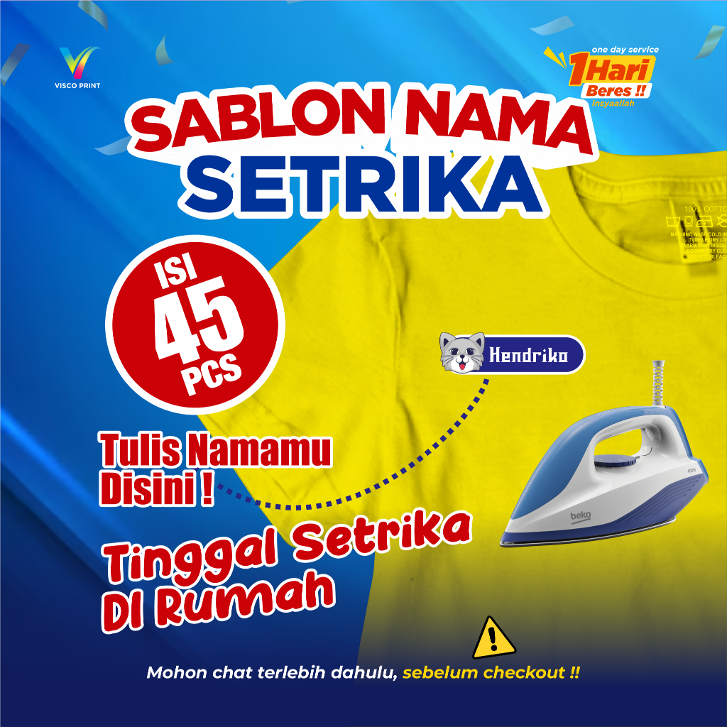 

Sablon Sticker Label Nama Anak Setrika Isi 45 Pcs - Anti Luntur