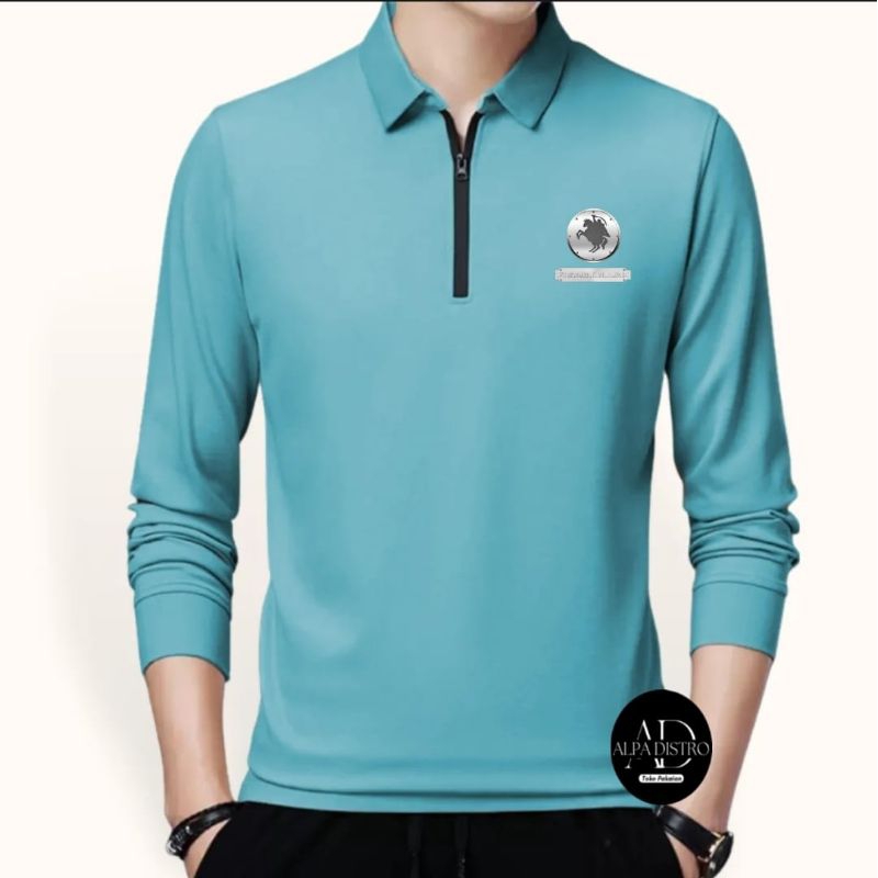 Kaos kerah zipper pria lengan panjang Kaos import bandung pria Kaos pria lengan panjang Kaos bagus d