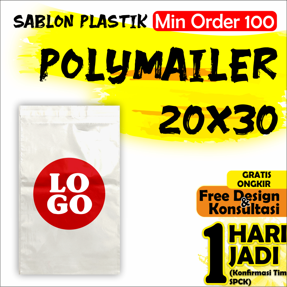 

SABLON Plastik POLYMAILER Perekat Lem 20X30 Packing Olshop ukuran 20 30 Pack minimal order 100 pcs