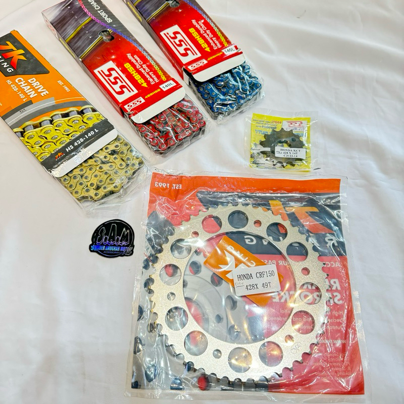GEAR SET RANTAI CRF150 SSS & TK / TEBAL 428 / Gir CRF CRF150L