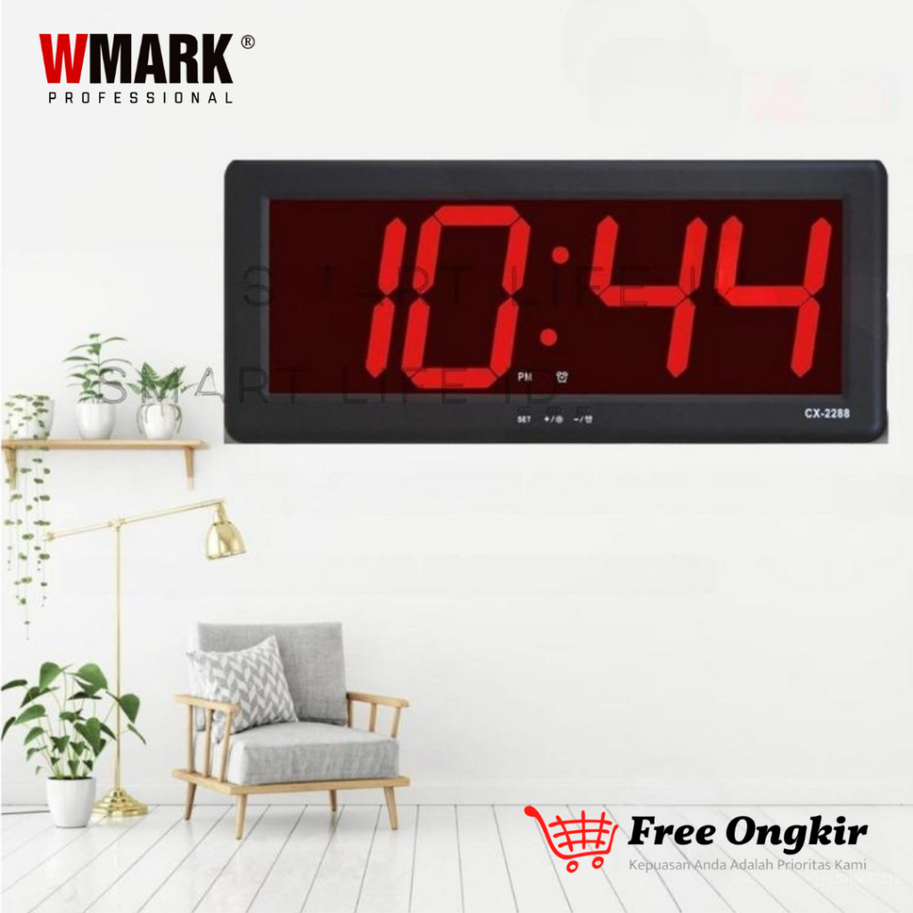 Jam Dinding LED Digital Clock Jam Meja Dekorasi Hiasan Dinding Rumah CX 2288 Merah
