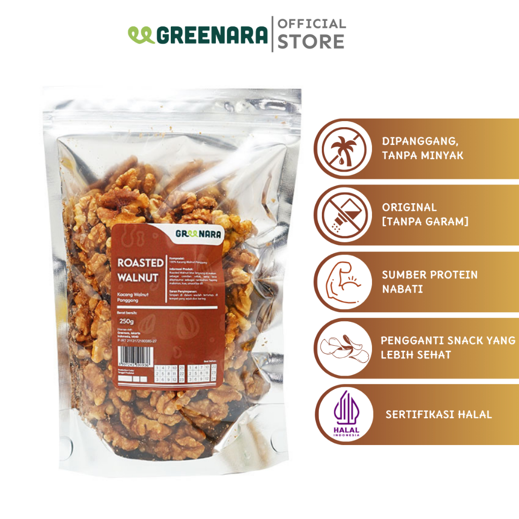 

Greenara - Kacang Walnut Panggang 250gr / Roasted Walnut