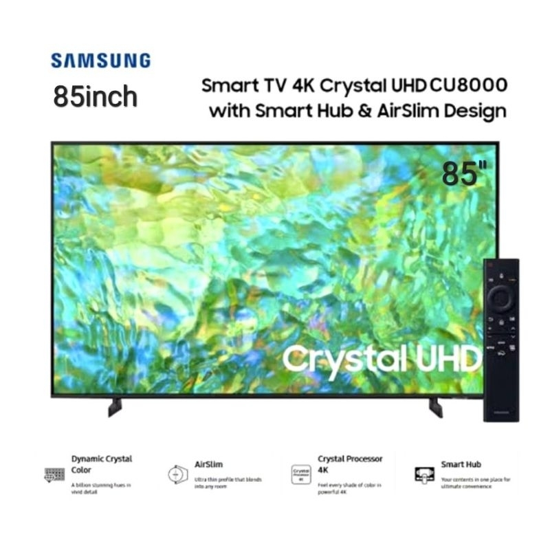TV SAMSUNG 85INCH UA85CU8000 Smart TV 4K CRYSTAL UHD
