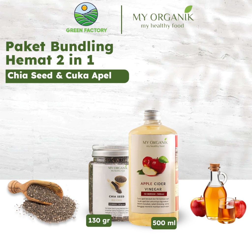 

My Organik Paket Bundling 2 in 1 cuka chiaseed Cuka Apel Original - Diet Detoks Apple Cider Vinegar