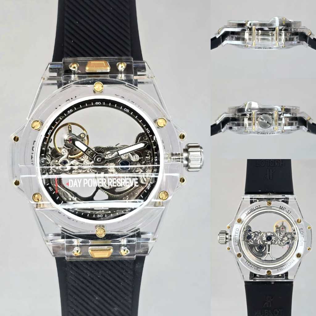 Jam tangan pria terbaru automatic tanpa baterai otomatis transparan