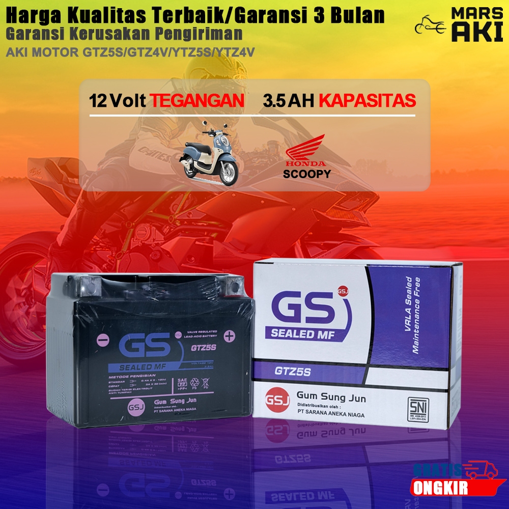 Aki Motor Honda Scoopy GTZ5S Aki Kering Accu Kering MF